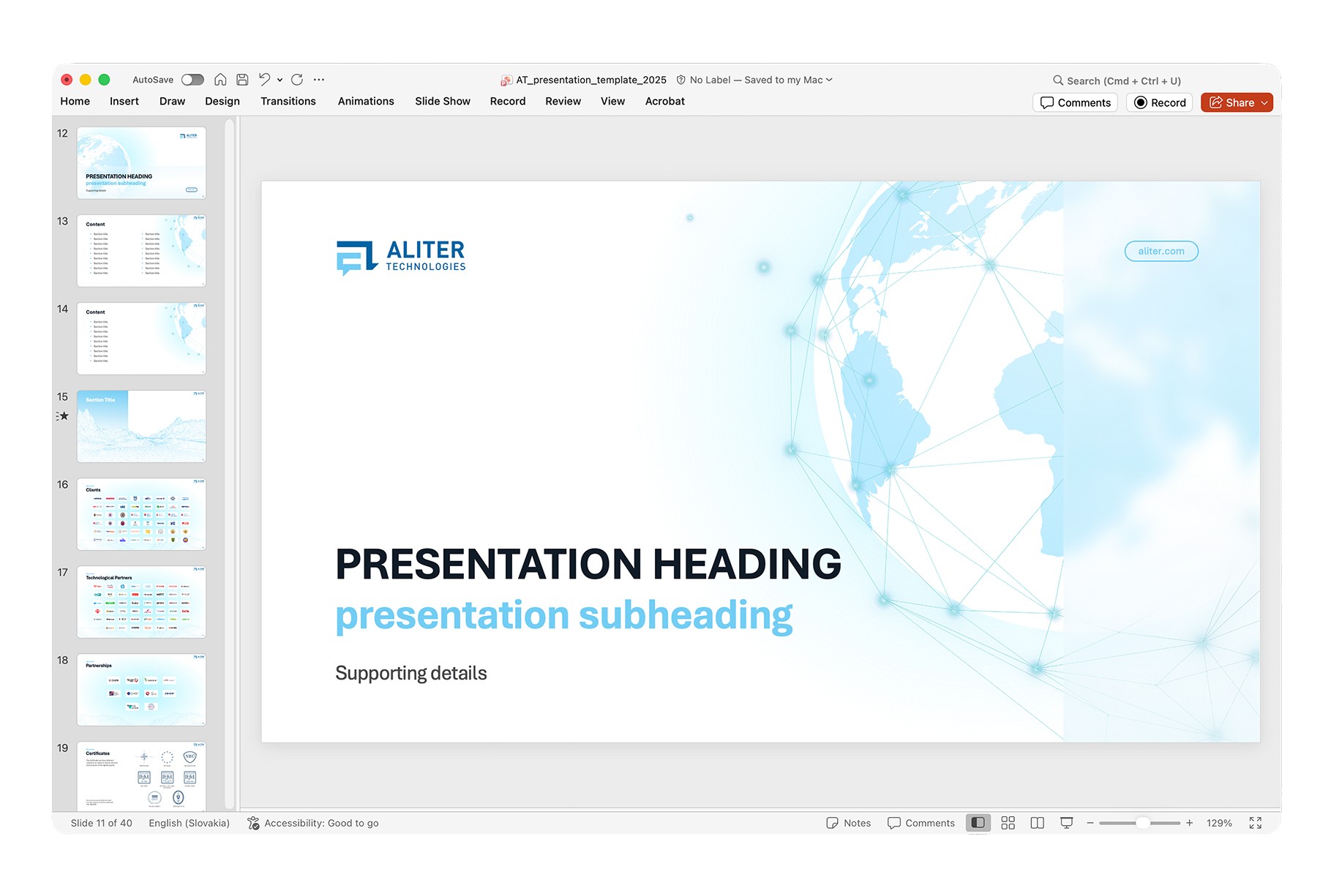 Main visual of presentation template redesign by Daniel Zubal.