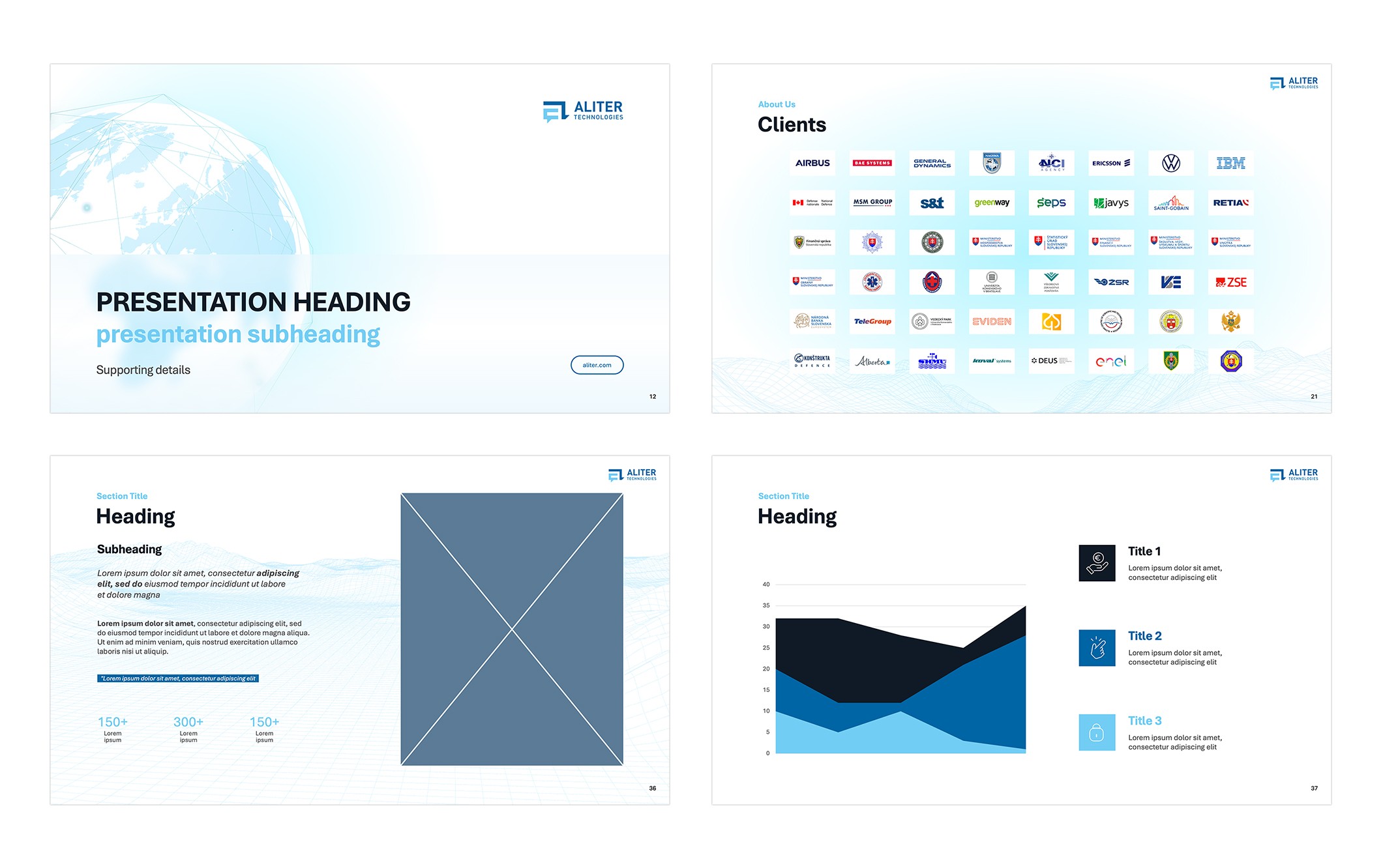 Screenshots of the slide library.