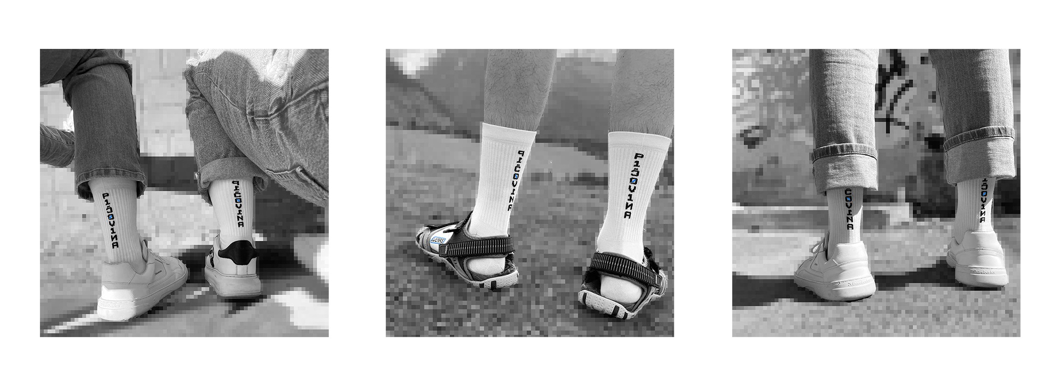 Lifestyle product photos showcasing the SWEARS socks in everyday wear.